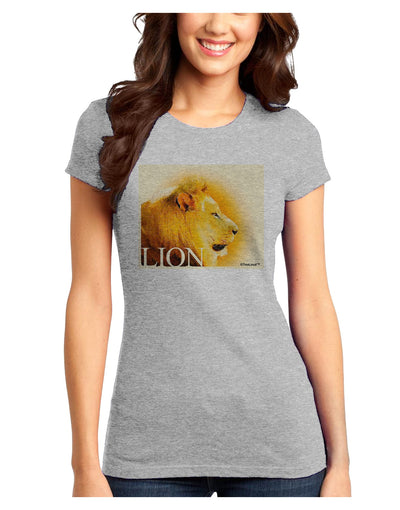 Lion Watercolor 3 Text Juniors T-Shirt-Womens Juniors T-Shirt-TooLoud-Ash-Gray-Juniors Fitted X-Small-Davson Sales