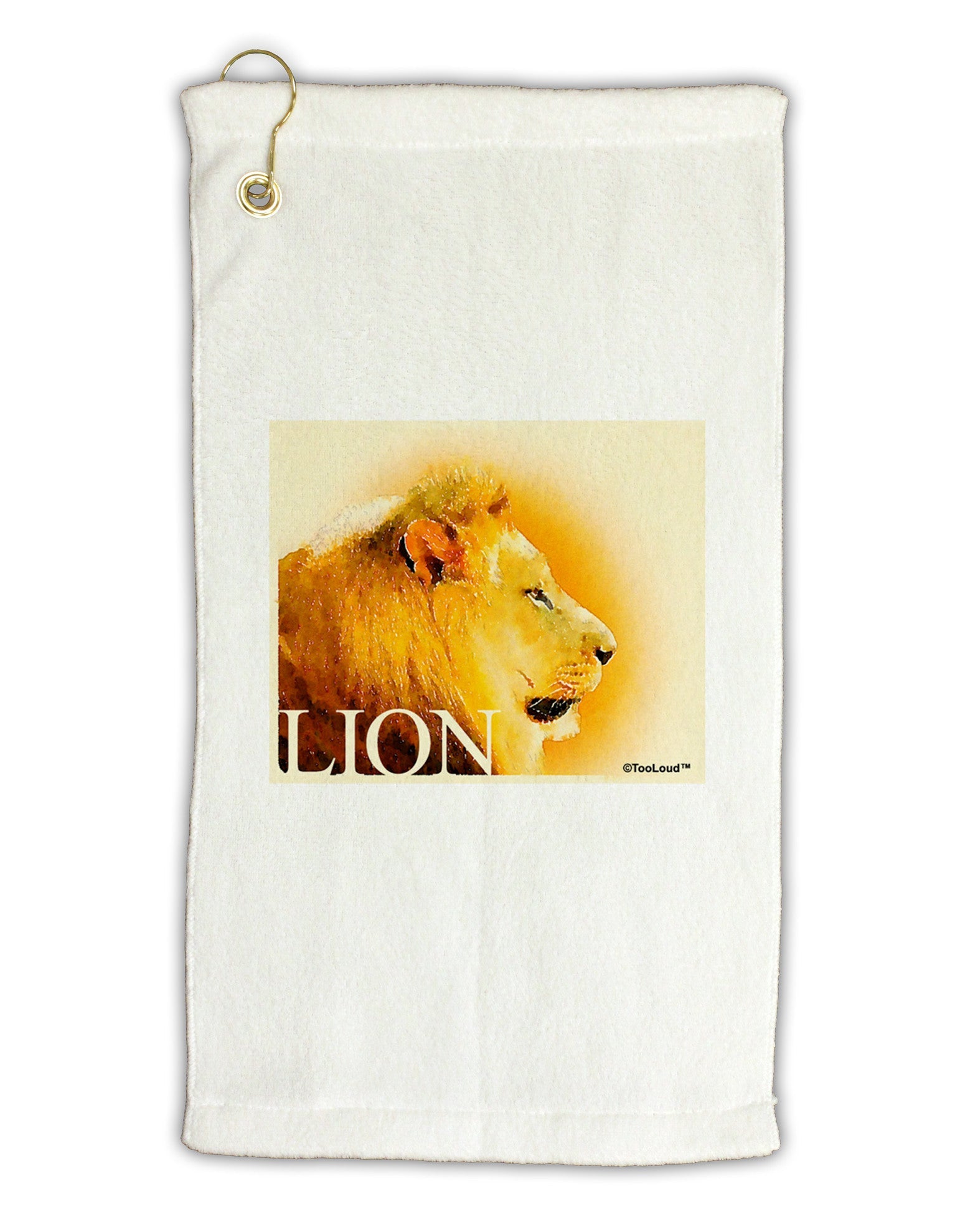 Lion Watercolor 3 Text Micro Terry Gromet Golf Towel 11"x19-Golf Towel-TooLoud-White-Davson Sales