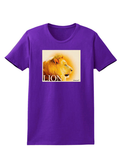 Lion Watercolor 3 Text Womens Dark T-Shirt-TooLoud-Purple-X-Small-Davson Sales