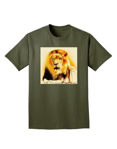 Lion Watercolor 4 Adult Dark T-Shirt-Mens T-Shirt-TooLoud-Military-Green-Small-Davson Sales