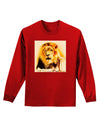 Lion Watercolor 4 Adult Long Sleeve Dark T-Shirt-TooLoud-Red-Small-Davson Sales