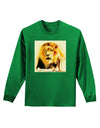 Lion Watercolor 4 Adult Long Sleeve Dark T-Shirt-TooLoud-Kelly-Green-Small-Davson Sales