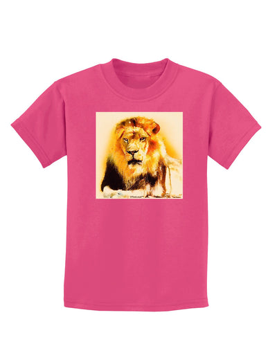 Lion Watercolor 4 Childrens Dark T-Shirt-Childrens T-Shirt-TooLoud-Sangria-X-Small-Davson Sales