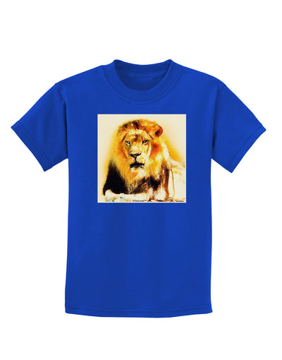 Lion Watercolor 4 Childrens Dark T-Shirt-Childrens T-Shirt-TooLoud-Royal-Blue-X-Small-Davson Sales