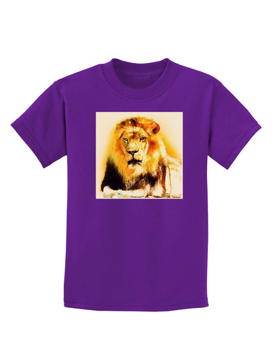 Lion Watercolor 4 Childrens Dark T-Shirt-Childrens T-Shirt-TooLoud-Purple-X-Small-Davson Sales