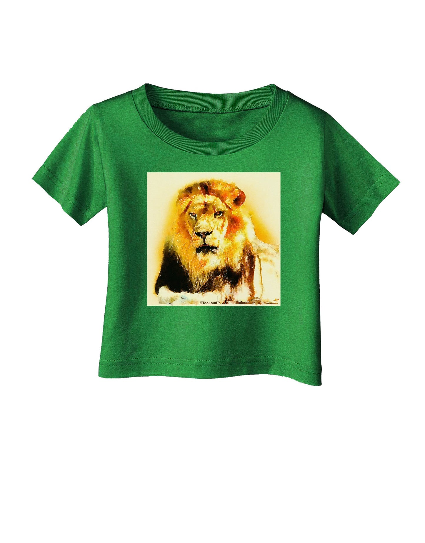 Lion Watercolor 4 Infant T-Shirt Dark-Infant T-Shirt-TooLoud-Clover-Green-06-Months-Davson Sales