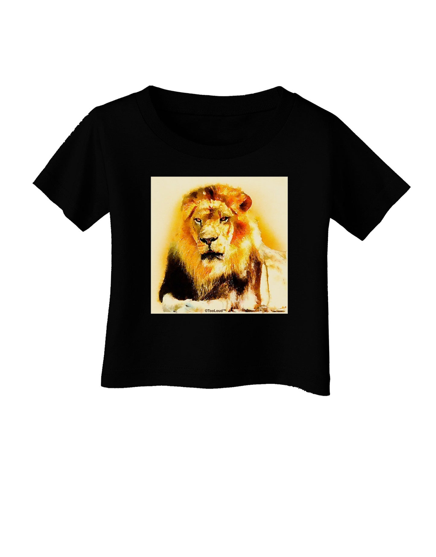 Lion Watercolor 4 Infant T-Shirt Dark-Infant T-Shirt-TooLoud-Black-06-Months-Davson Sales
