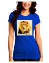 Lion Watercolor 4 Juniors Crew Dark T-Shirt-T-Shirts Juniors Tops-TooLoud-Royal-Blue-Juniors Fitted Small-Davson Sales