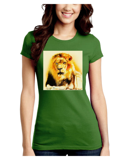 Lion Watercolor 4 Juniors Crew Dark T-Shirt-T-Shirts Juniors Tops-TooLoud-Kiwi-Green-Juniors Fitted Small-Davson Sales