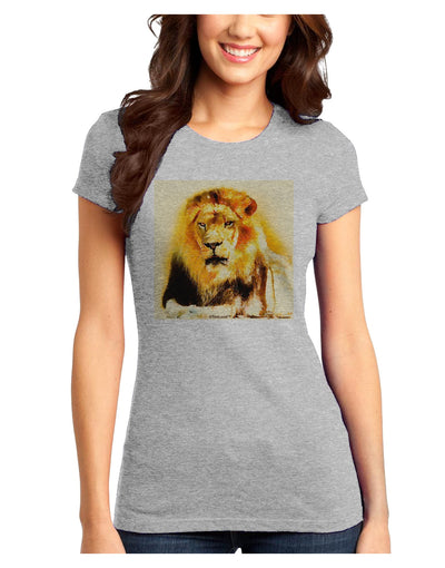 Lion Watercolor 4 Juniors T-Shirt-Womens Juniors T-Shirt-TooLoud-Ash-Gray-Juniors Fitted X-Small-Davson Sales