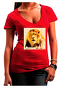 Lion Watercolor 4 Juniors V-Neck Dark T-Shirt-Womens V-Neck T-Shirts-TooLoud-Red-Juniors Fitted Small-Davson Sales