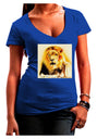 Lion Watercolor 4 Juniors V-Neck Dark T-Shirt-Womens V-Neck T-Shirts-TooLoud-Royal-Blue-Juniors Fitted Small-Davson Sales