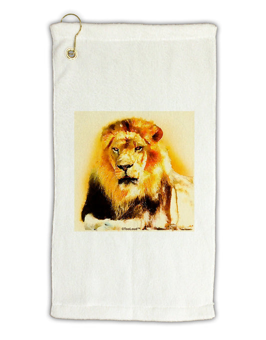 Lion Watercolor 4 Micro Terry Gromet Golf Towel 11"x19-Golf Towel-TooLoud-White-Davson Sales