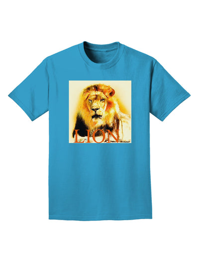 Lion Watercolor 4 Text Adult Dark T-Shirt-Mens T-Shirt-TooLoud-Turquoise-Small-Davson Sales