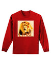 Lion Watercolor 4 Text Adult Long Sleeve Dark T-Shirt-TooLoud-Red-Small-Davson Sales