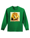 Lion Watercolor 4 Text Adult Long Sleeve Dark T-Shirt-TooLoud-Kelly-Green-Small-Davson Sales