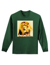 Lion Watercolor 4 Text Adult Long Sleeve Dark T-Shirt-TooLoud-Dark-Green-Small-Davson Sales