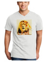 Lion Watercolor 4 Text Adult V-Neck T-shirt-Mens V-Neck T-Shirt-TooLoud-White-Small-Davson Sales