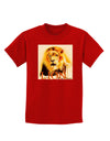 Lion Watercolor 4 Text Childrens Dark T-Shirt-Childrens T-Shirt-TooLoud-Red-X-Small-Davson Sales