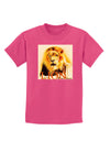 Lion Watercolor 4 Text Childrens Dark T-Shirt-Childrens T-Shirt-TooLoud-Sangria-X-Small-Davson Sales