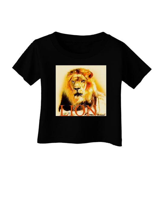 Lion Watercolor 4 Text Infant T-Shirt Dark-Infant T-Shirt-TooLoud-Black-06-Months-Davson Sales
