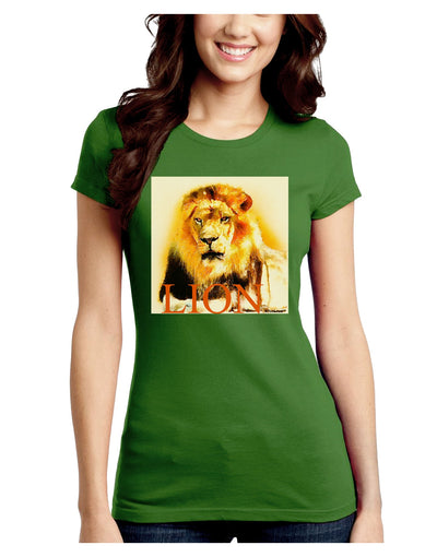 Lion Watercolor 4 Text Juniors Crew Dark T-Shirt-T-Shirts Juniors Tops-TooLoud-Kiwi-Green-Juniors Fitted Small-Davson Sales