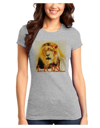 Lion Watercolor 4 Text Juniors T-Shirt-Womens Juniors T-Shirt-TooLoud-Ash-Gray-Juniors Fitted X-Small-Davson Sales