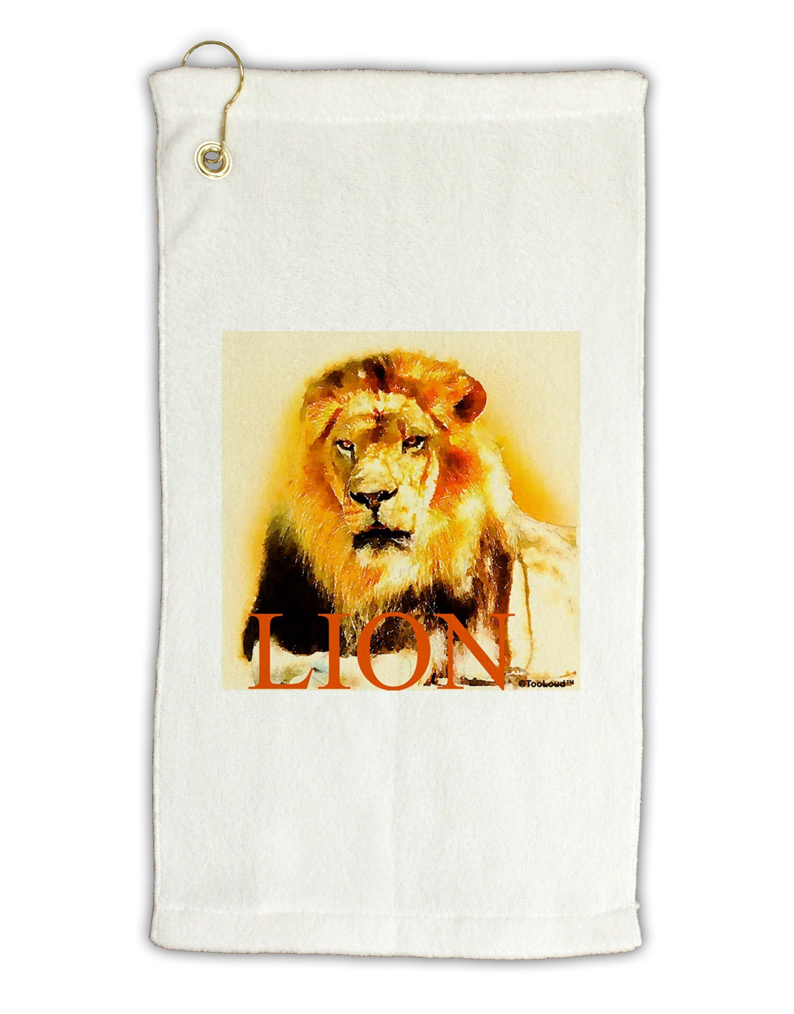 Lion Watercolor 4 Text Micro Terry Gromet Golf Towel 11"x19-Golf Towel-TooLoud-White-Davson Sales