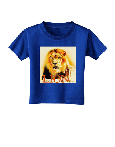 Lion Watercolor 4 Text Toddler T-Shirt Dark-Toddler T-Shirt-TooLoud-Royal-Blue-2T-Davson Sales