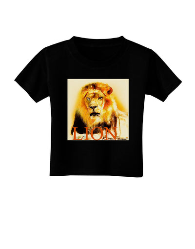 Lion Watercolor 4 Text Toddler T-Shirt Dark-Toddler T-Shirt-TooLoud-Black-2T-Davson Sales