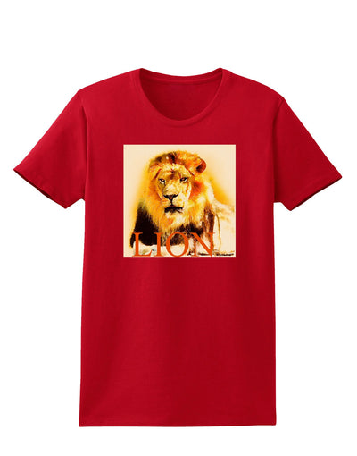 Lion Watercolor 4 Text Womens Dark T-Shirt-TooLoud-Red-X-Small-Davson Sales