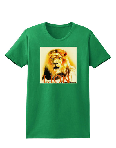 Lion Watercolor 4 Text Womens Dark T-Shirt-TooLoud-Kelly-Green-X-Small-Davson Sales