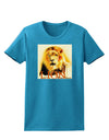 Lion Watercolor 4 Text Womens Dark T-Shirt-TooLoud-Turquoise-X-Small-Davson Sales