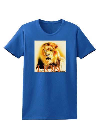 Lion Watercolor 4 Text Womens Dark T-Shirt-TooLoud-Royal-Blue-X-Small-Davson Sales