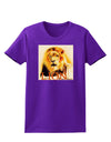 Lion Watercolor 4 Text Womens Dark T-Shirt-TooLoud-Purple-X-Small-Davson Sales