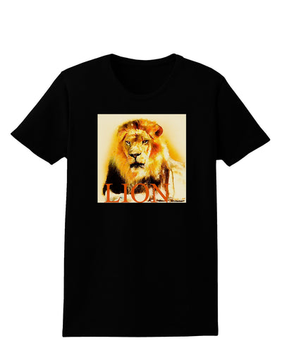 Lion Watercolor 4 Text Womens Dark T-Shirt-TooLoud-Black-X-Small-Davson Sales