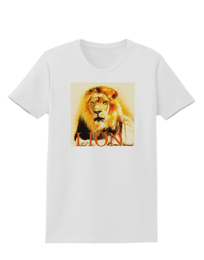 Lion Watercolor 4 Text Womens T-Shirt-Womens T-Shirt-TooLoud-White-X-Small-Davson Sales