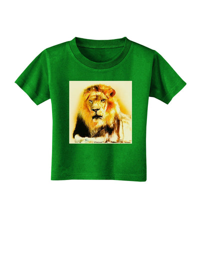 Lion Watercolor 4 Toddler T-Shirt Dark-Toddler T-Shirt-TooLoud-Clover-Green-2T-Davson Sales