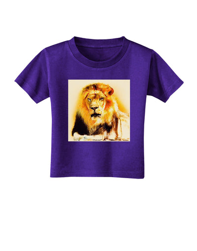 Lion Watercolor 4 Toddler T-Shirt Dark-Toddler T-Shirt-TooLoud-Purple-2T-Davson Sales