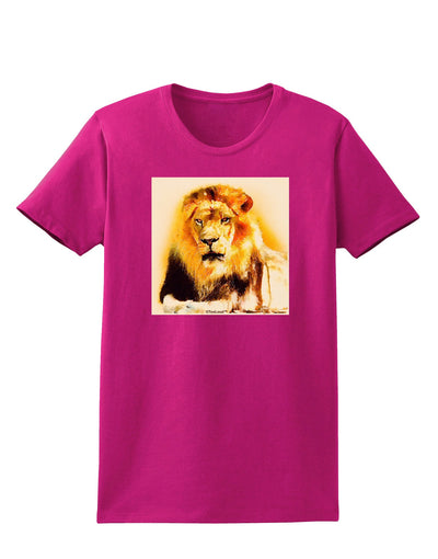 Lion Watercolor 4 Womens Dark T-Shirt-TooLoud-Hot-Pink-Small-Davson Sales