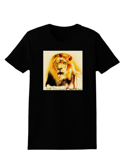 Lion Watercolor 4 Womens Dark T-Shirt-TooLoud-Black-X-Small-Davson Sales