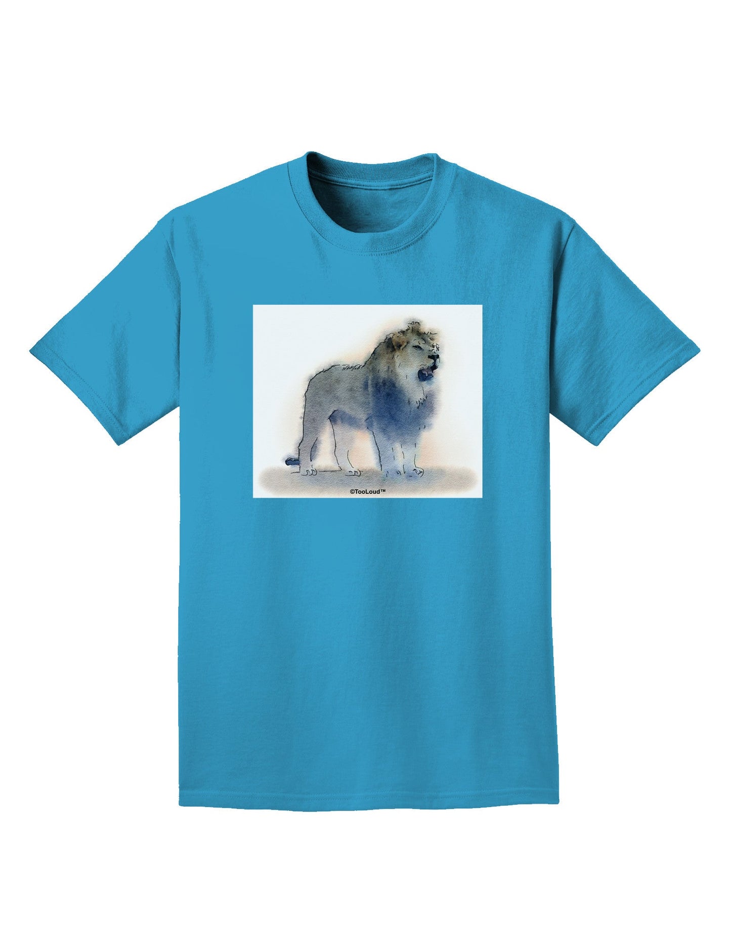 Lion Watercolor B Adult Dark T-Shirt-Mens T-Shirt-TooLoud-Turquoise-Small-Davson Sales