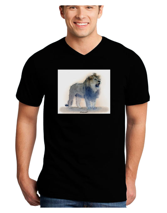 Lion Watercolor B Adult Dark V-Neck T-Shirt-TooLoud-Black-Small-Davson Sales