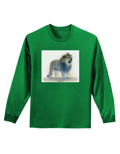 Lion Watercolor B Adult Long Sleeve Dark T-Shirt-TooLoud-Kelly-Green-Small-Davson Sales