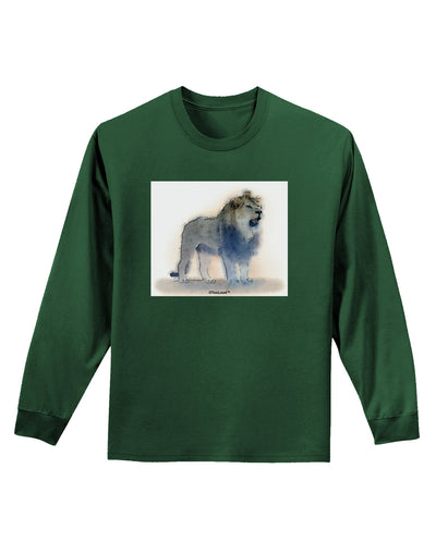 Lion Watercolor B Adult Long Sleeve Dark T-Shirt-TooLoud-Dark-Green-Small-Davson Sales