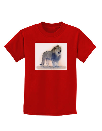 Lion Watercolor B Childrens Dark T-Shirt-Childrens T-Shirt-TooLoud-Red-X-Small-Davson Sales