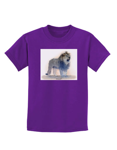 Lion Watercolor B Childrens Dark T-Shirt-Childrens T-Shirt-TooLoud-Purple-X-Small-Davson Sales