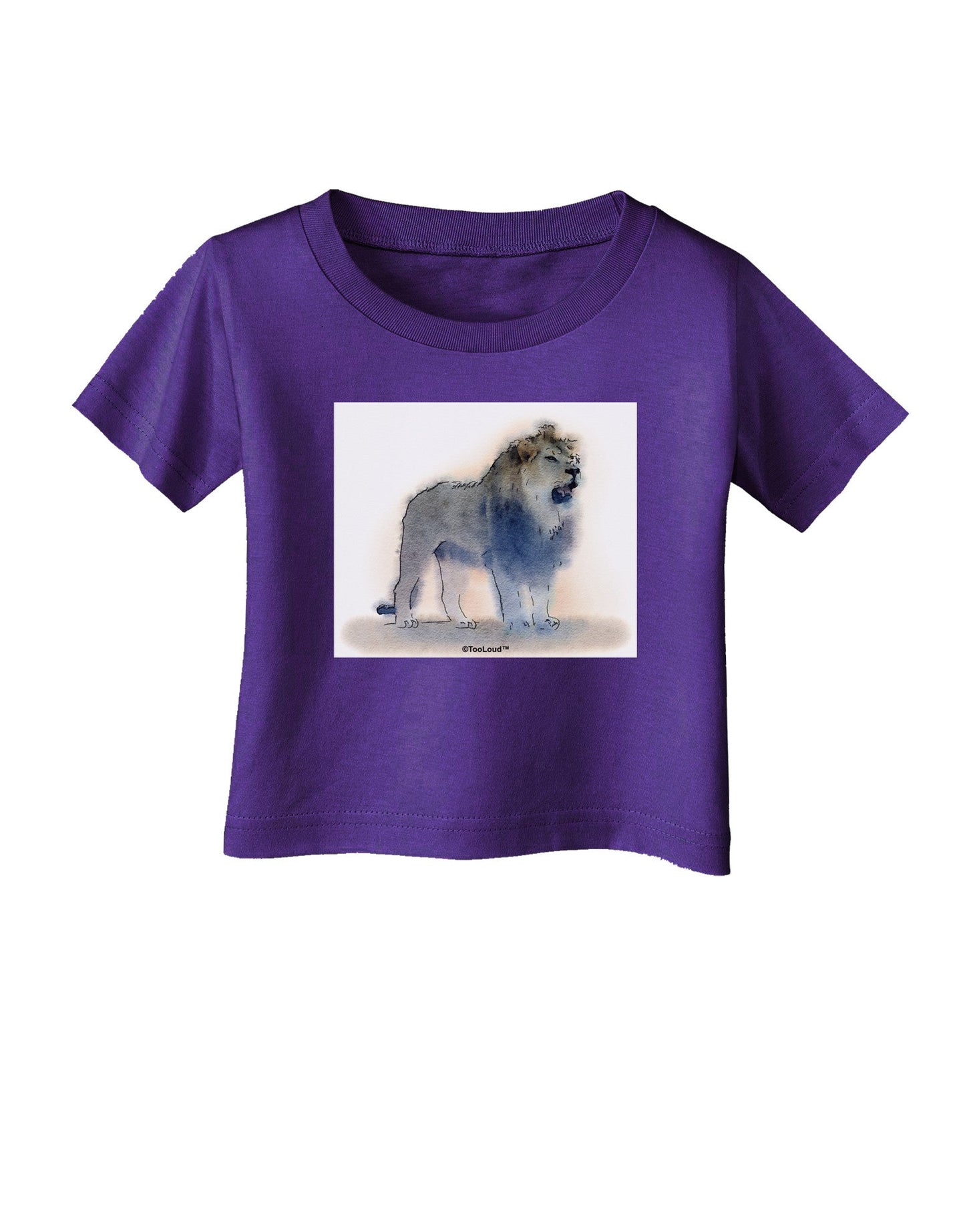 Lion Watercolor B Infant T-Shirt Dark-Infant T-Shirt-TooLoud-Purple-06-Months-Davson Sales