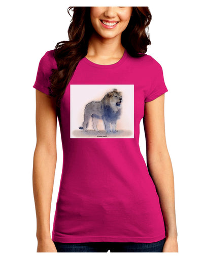 Lion Watercolor B Juniors Crew Dark T-Shirt-T-Shirts Juniors Tops-TooLoud-Hot-Pink-Juniors Fitted Small-Davson Sales