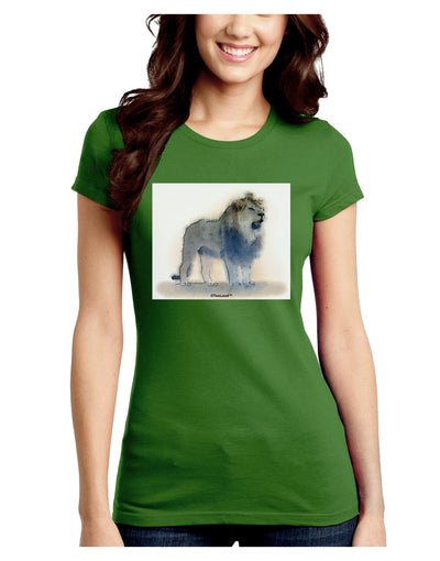 Lion Watercolor B Juniors Crew Dark T-Shirt-T-Shirts Juniors Tops-TooLoud-Kiwi-Green-Juniors Fitted Small-Davson Sales